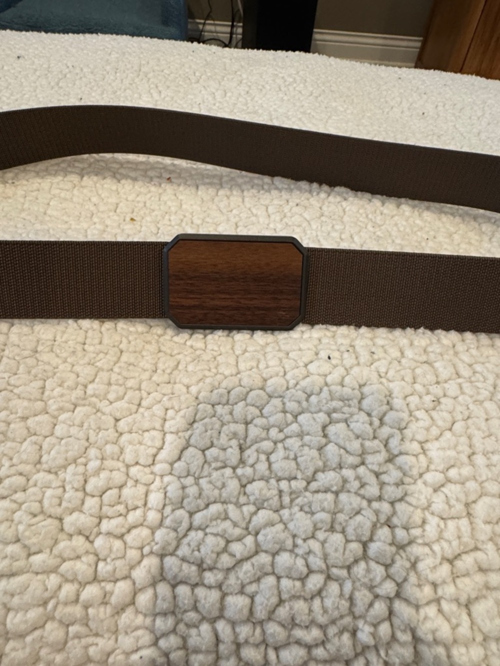 Groove Life Men's Brown Webbing Belt with Wood-Style Buckle